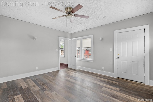 5792 Lawton, Detroit, MI 48208 - entryway featuring ceiling fan, wood finished floors, a textured ceiling, and baseboards
