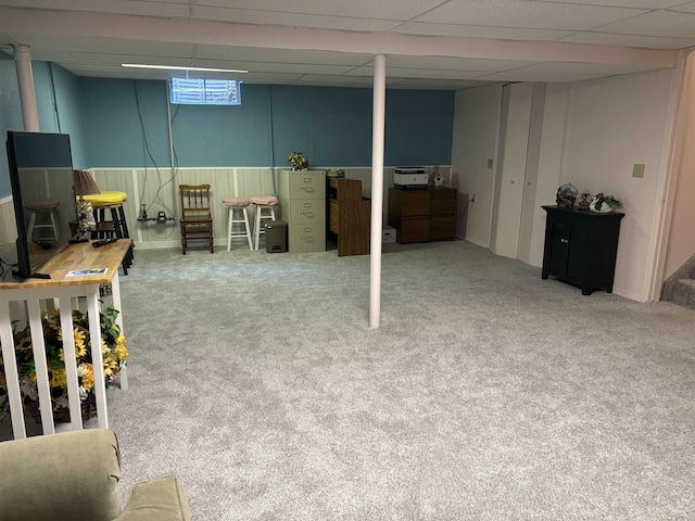 249 Churchgrove Rd, Frankenmuth, MI 48734 - below grade area featuring carpet floors and a drop ceiling