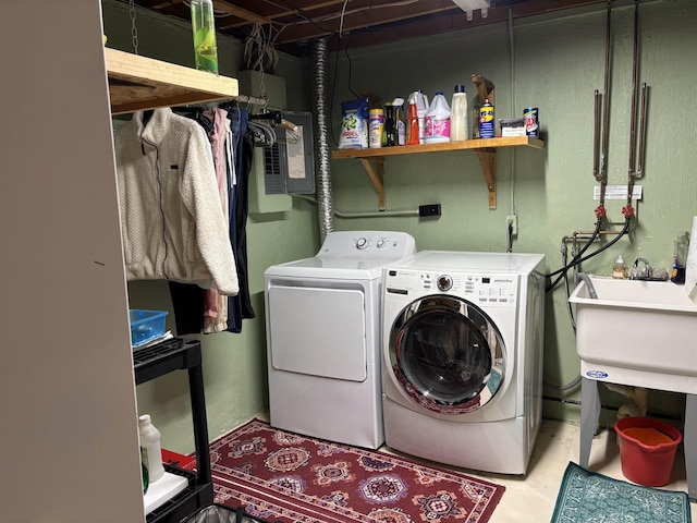 249 Churchgrove Rd, Frankenmuth, MI 48734 - laundry room featuring independent washer and dryer and electric panel