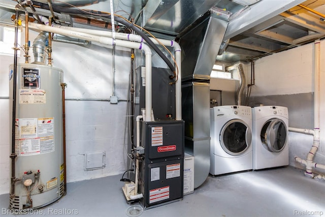 20811 Doepfer Rd, Warren, MI 48091 - laundry room with gas water heater and washing machine and clothes dryer