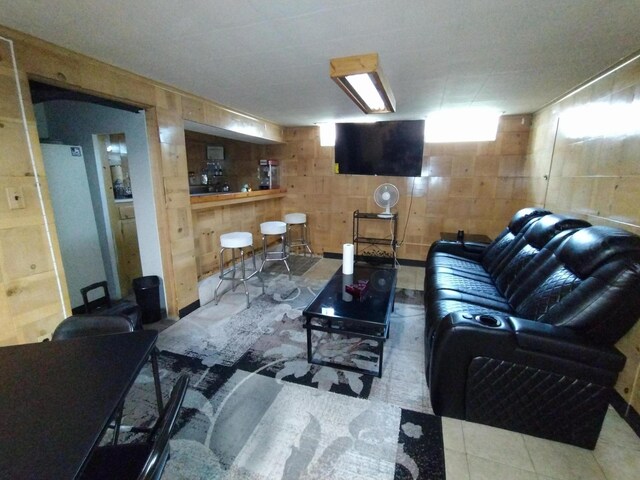 8383 Dixie Ln, Dearborn Heights, MI 48127 - living area with wooden walls