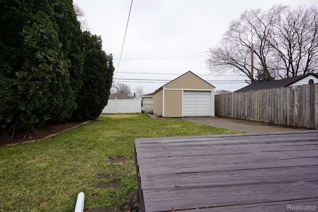 15400 Sprenger Ave, Eastpointe, MI 48021 - view of yard with driveway, an outdoor structure, and a deck