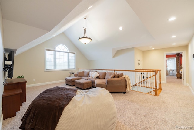 6312 S Graham Rd, Saint Charles, MI 48655 - living area featuring carpet flooring, baseboards, and recessed lighting
