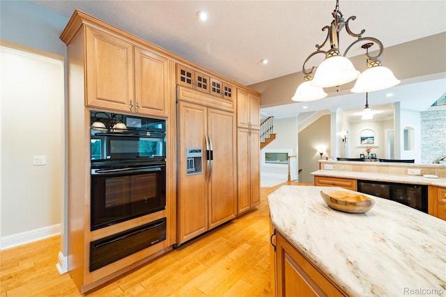 6312 S Graham Rd, Saint Charles, MI 48655 - kitchen featuring paneled built in refrigerator, a warming drawer, dishwashing machine, light wood finished floors, and recessed lighting