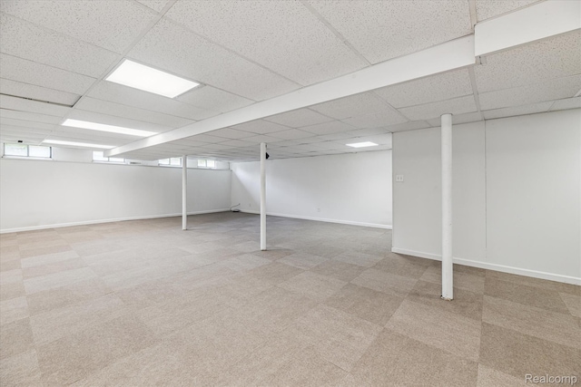 229 Hillview Ter, Fenton, MI 48430 - below grade area featuring carpet and a paneled ceiling