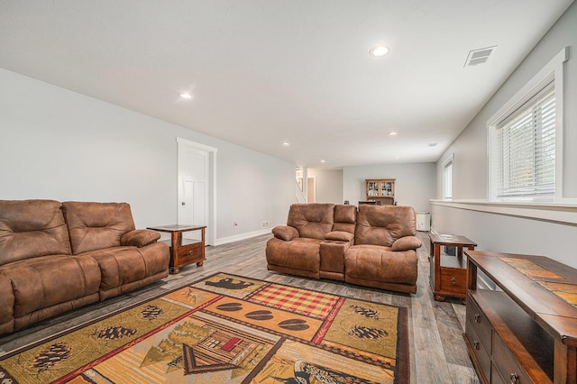 1749 Fairview Dr, Allegan, MI 49010 - living area featuring wood finished floors and recessed lighting
