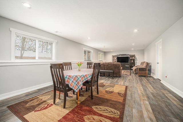 1749 Fairview Dr, Allegan, MI 49010 - dining area with dark wood-style floors, baseboards, and recessed lighting