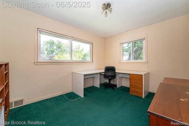 16926 Beverly Rd, Beverly Hills, MI 48025 - office area featuring plenty of natural light, dark carpet, and baseboards