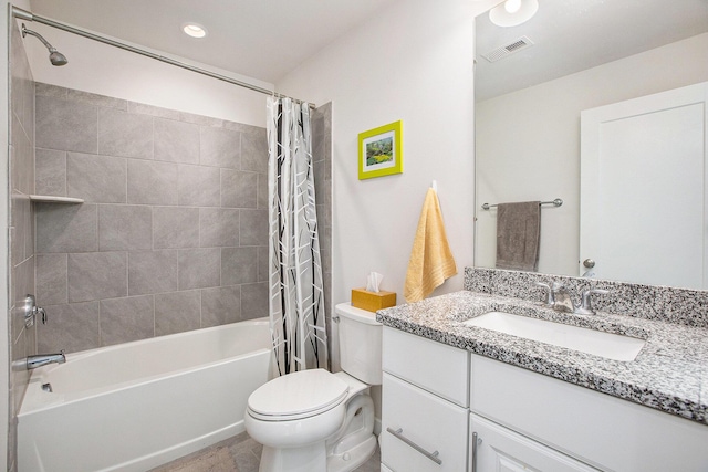 2990 Stoke Way, Ann Arbor, MI 48105 - bathroom with vanity, shower / tub combo, toilet, and recessed lighting