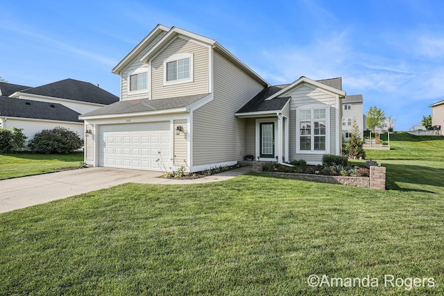 648 Firestone Dr SE, Byron Center, MI 49315 - traditional home featuring driveway, a garage, a front lawn, and roof with shingles