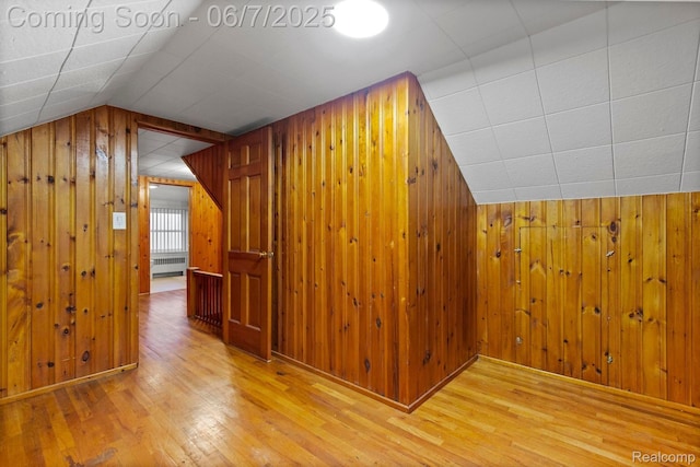 114 Interlochen Dr, Algonac, MI 48001 - additional living space with wood walls, vaulted ceiling, wood finished floors, and radiator