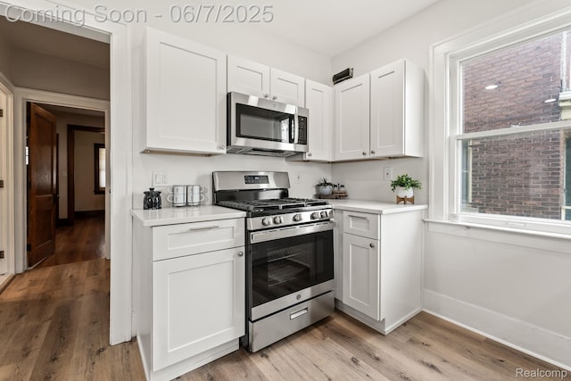 5302 Burns St, Detroit, MI 48213 - kitchen featuring stainless steel appliances, light wood-type flooring, and light countertops