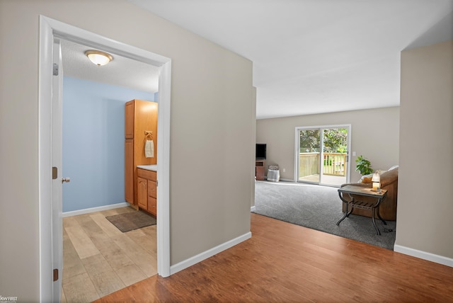 2284 E Frances Rd, Clio, MI 48420 - hallway with light wood-style floors and baseboards