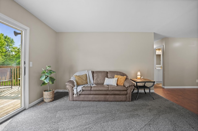 2284 E Frances Rd, Clio, MI 48420 - living area with baseboards, wood finished floors, and carpet floors