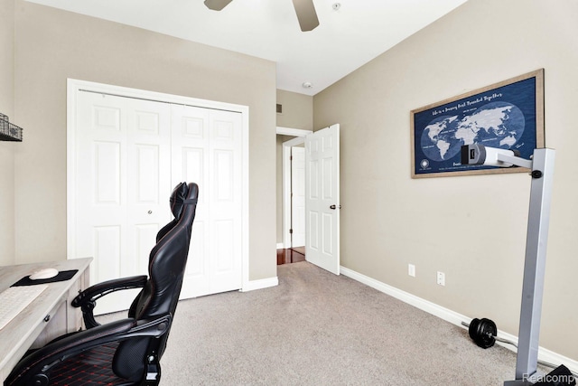 48888 Amanda Ln, Shelby Twp, MI 48317 - carpeted office space with ceiling fan and baseboards