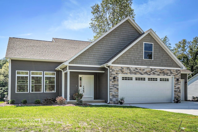 233 Markus Glen Dr, Plainwell, MI 49080 - view of front facade with driveway, a front lawn, a garage, and roof with shingles
