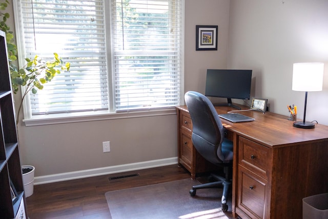 4873 Terrace Ln, Saint Joseph, MI 49085 - office area with dark wood-type flooring and baseboards