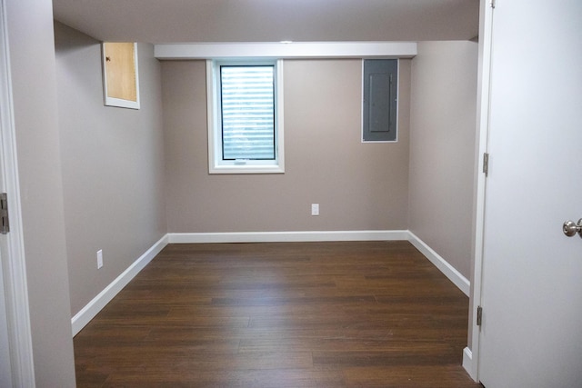 4873 Terrace Ln, Saint Joseph, MI 49085 - basement featuring electric panel, wood finished floors, and baseboards