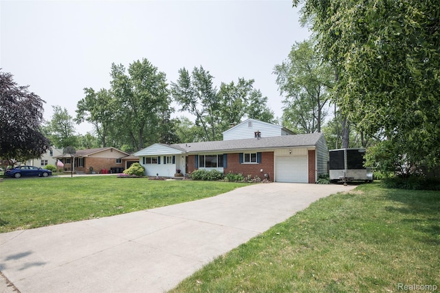 17733 Deering St, Livonia, MI 48152 - ranch-style house featuring brick siding, an attached garage, driveway, and a front lawn