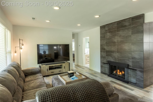 343 Beaupre Ave, Grosse Pointe Farms, MI 48236 - living room with wood finished floors, recessed lighting, and a fireplace