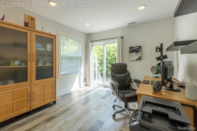 343 Beaupre Ave, Grosse Pointe Farms, MI 48236 - home office with light wood finished floors, baseboards, and recessed lighting