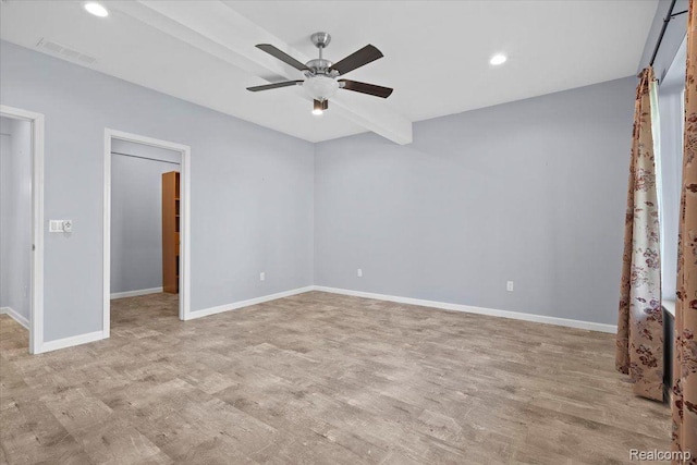 12150 Shaffer Rd, Davisburg, MI 48350 - unfurnished bedroom with wood finished floors, baseboards, recessed lighting, and a ceiling fan