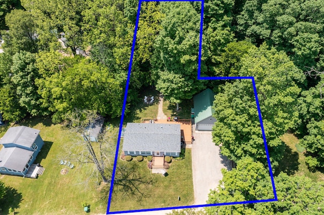 61738 Lake View Dr, Cassopolis, MI 49031 - aerial view of property and surrounding area with property boundaries highlighted