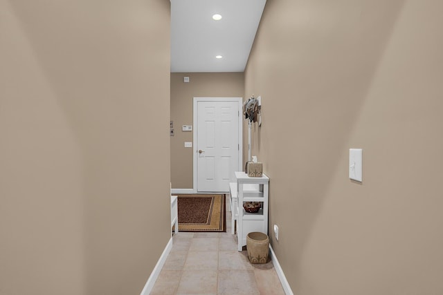 10575 Darrel Dr, Hanover, MI 49241 - hall featuring baseboards, light tile patterned floors, and recessed lighting