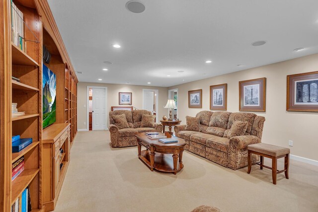 10575 Darrel Dr, Hanover, MI 49241 - living room with light carpet, recessed lighting, and baseboards