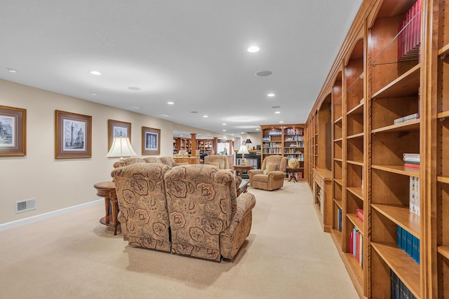 10575 Darrel Dr, Hanover, MI 49241 - living area featuring light carpet, recessed lighting, and baseboards