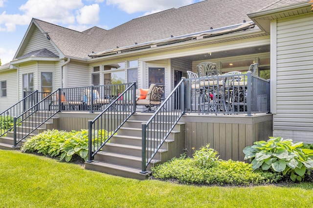 10575 Darrel Dr, Hanover, MI 49241 - view of exterior entry featuring a shingled roof