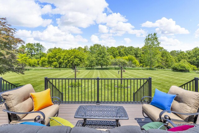 10575 Darrel Dr, Hanover, MI 49241 - wooden deck featuring a yard