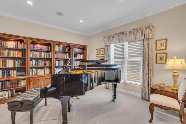 10575 Darrel Dr, Hanover, MI 49241 - sitting room featuring carpet, crown molding, baseboards, and recessed lighting