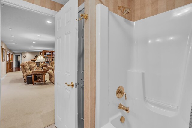 10575 Darrel Dr, Hanover, MI 49241 - full bathroom featuring tub / shower combination and recessed lighting