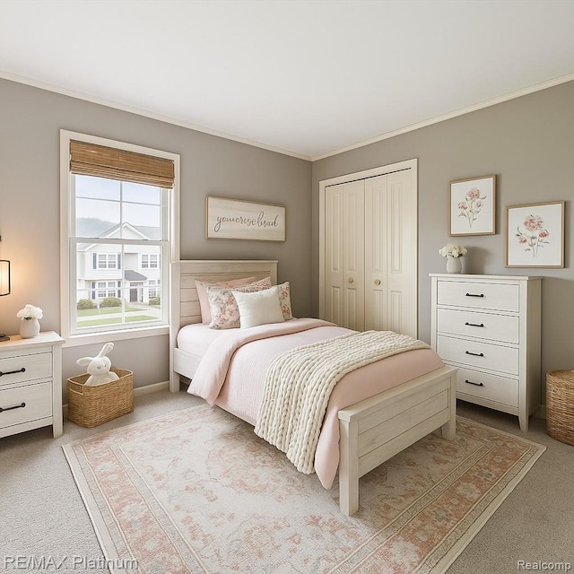 4300 Hampton Ridge Blvd, Howell, MI 48843 - carpeted bedroom featuring ornamental molding and a closet