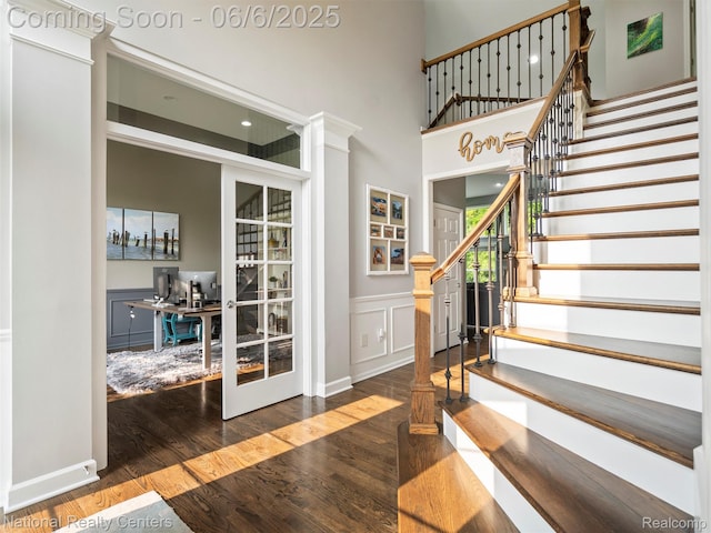 3924 High Grove Way, Lake Orion, MI 48360 - staircase with wood finished floors and wainscoting