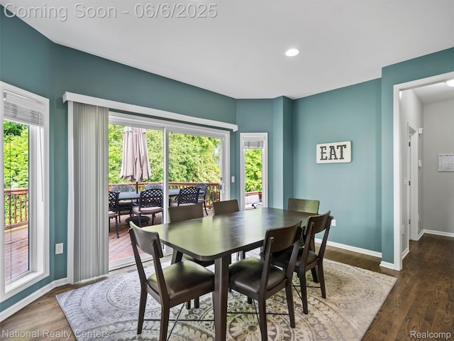 3924 High Grove Way, Lake Orion, MI 48360 - dining area with baseboards, wood finished floors, and recessed lighting