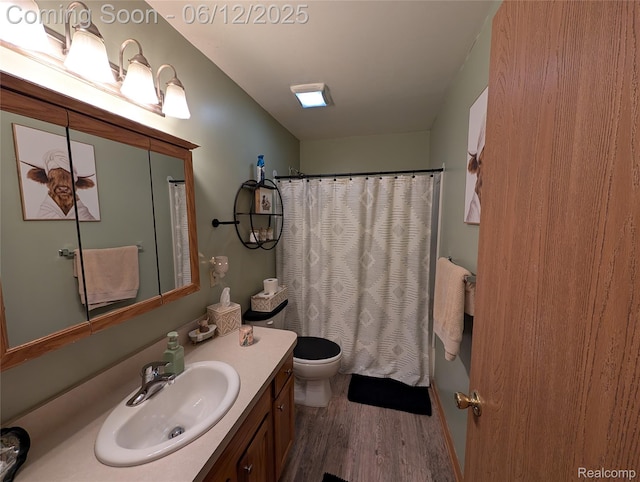 3070 Strong Hts, Grand Blanc, MI 48507 - bathroom featuring wood finished floors, vanity, toilet, and a shower with shower curtain