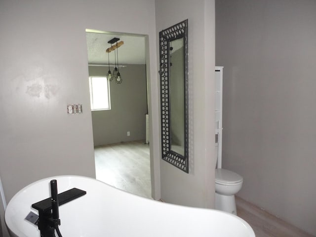 1920 S 15th St, Niles, MI 49120 - bathroom with wood finished floors, a freestanding tub, and toilet
