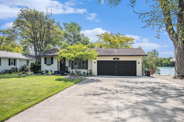681 Gilead Shores Dr, Bronson, MI 49028 - view of front of house featuring driveway, an attached garage, a front yard, and cooling unit