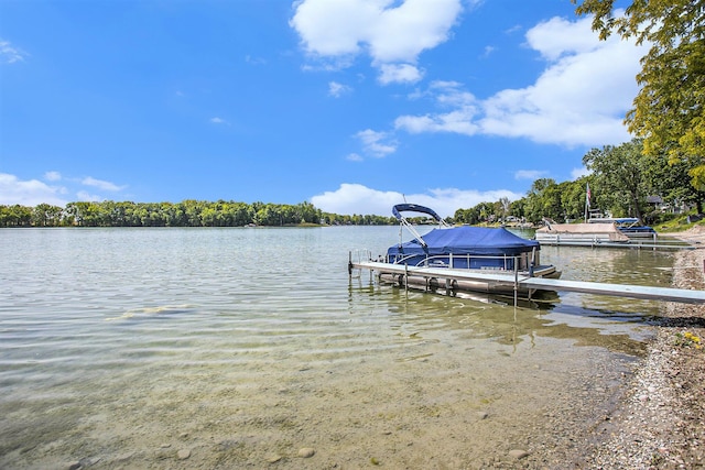 681 Gilead Shores Dr, Bronson, MI 49028 - dock featuring a water view and boat lift