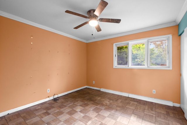 3030 Eastland Rd, Muskegon, MI 49441 - empty room with baseboards, a ceiling fan, and crown molding