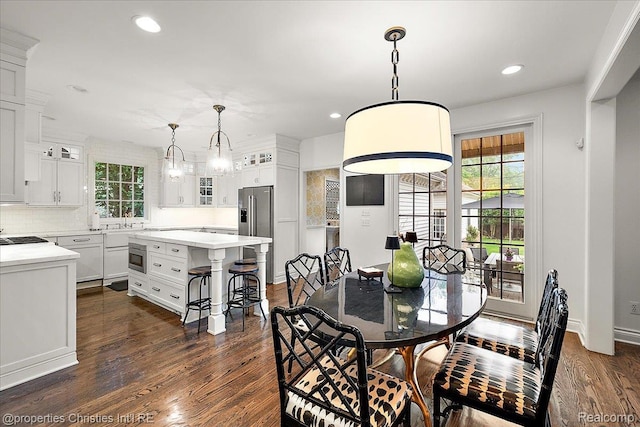 364 Chesterfield Ave, Birmingham, MI 48009 - dining area with healthy amount of natural light, dark wood-style flooring, recessed lighting, and baseboards