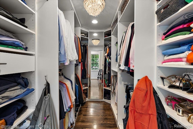 364 Chesterfield Ave, Birmingham, MI 48009 - spacious closet with wood finished floors and a chandelier