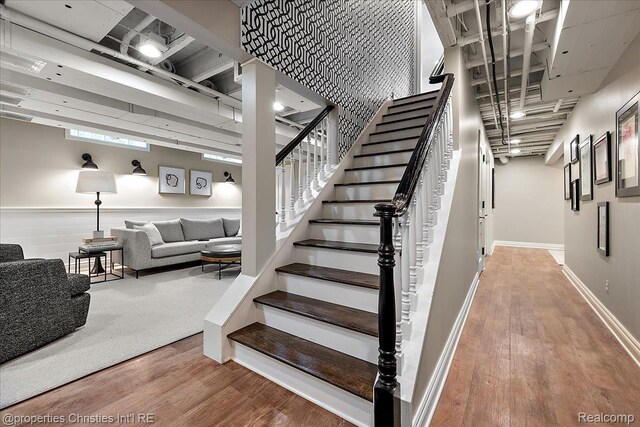 364 Chesterfield Ave, Birmingham, MI 48009 - stairs with wood finished floors and baseboards