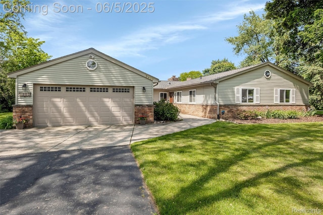 5908 Burnham Rd, Bloomfield Hills, MI 48302 - ranch-style home featuring brick siding, driveway, an attached garage, and a front lawn
