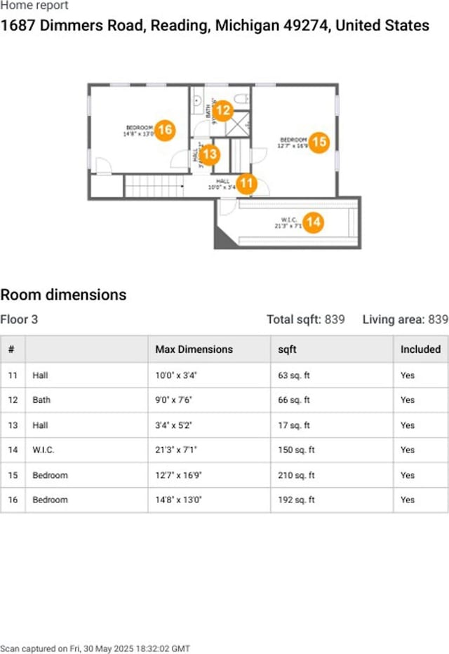 1687 Dimmers Rd, Reading, MI 49274 - view of property floor plan