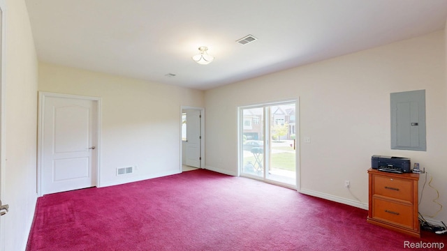 71 Grandview Cir, White Lake, MI 48386 - unfurnished bedroom featuring electric panel, access to outside, baseboards, and carpet floors