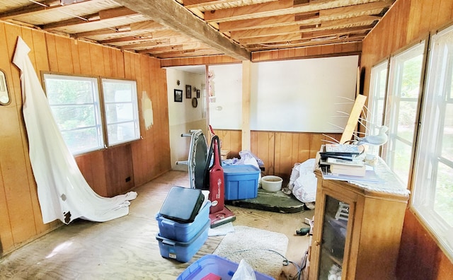 5350 E Crystal Lake Rd, Holton, MI 49425 - misc room with wooden walls and healthy amount of natural light