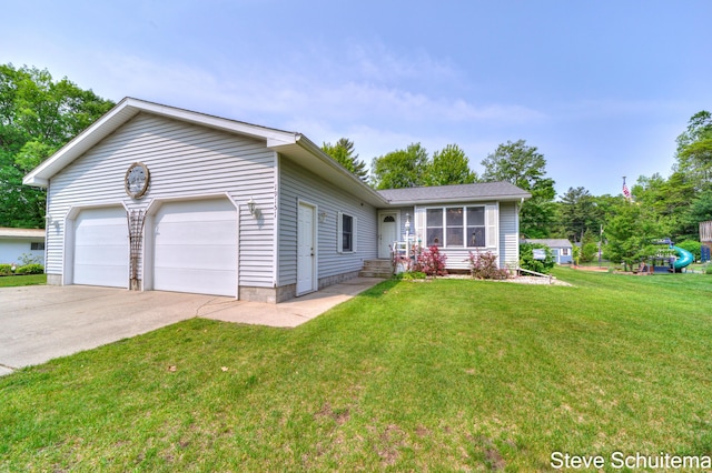 19151 Pine Grove Ct, Spring Lake, MI 49456 - single story home with a front yard, an attached garage, and concrete driveway